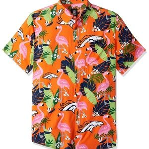 Mens NFL Floral Broncos Button Up Shirt